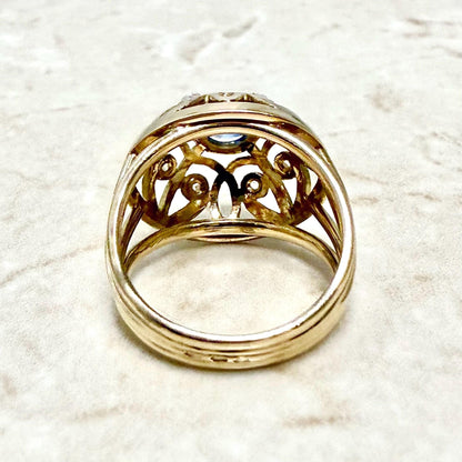 Rare Vintage 1960’s French 18K Rose Gold Untreated Sapphire & Diamond Dome Ring - WeilJewelry