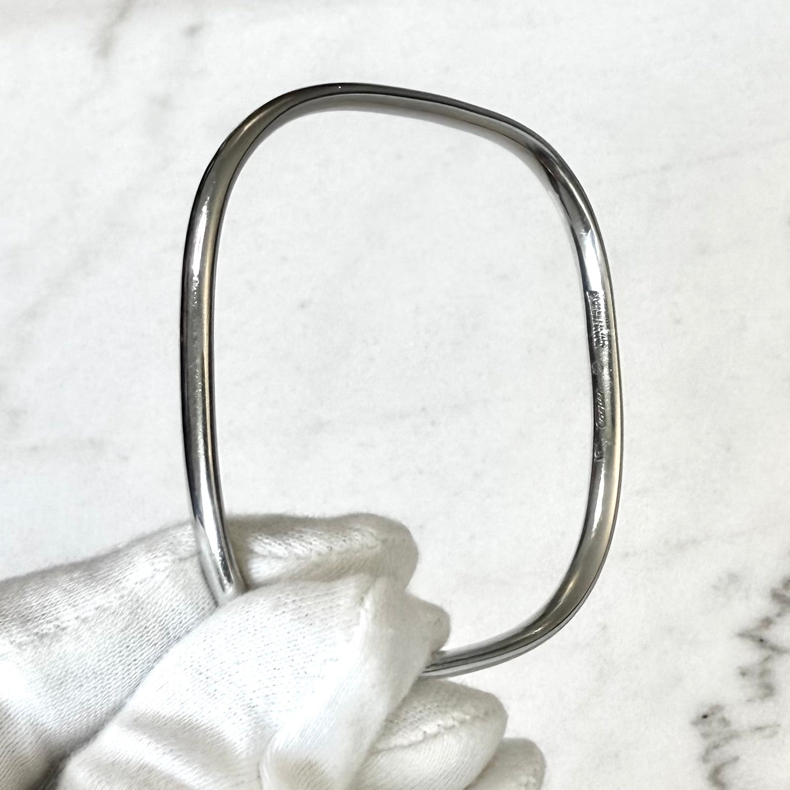 Rare Vintage Cartier Dinh Van 18K White Gold Bangle Bracelet - WeilJewelry