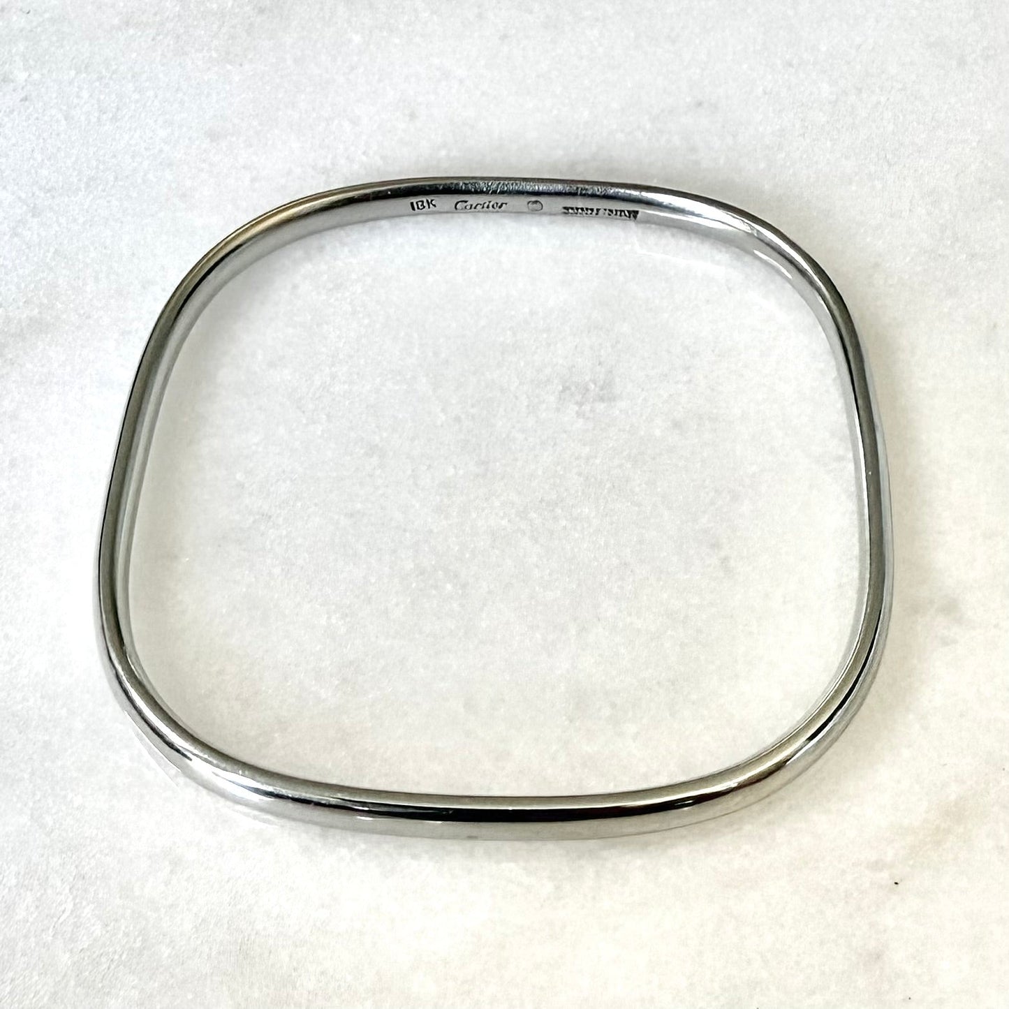 Rare Vintage Cartier Dinh Van 18K White Gold Bangle Bracelet - WeilJewelry