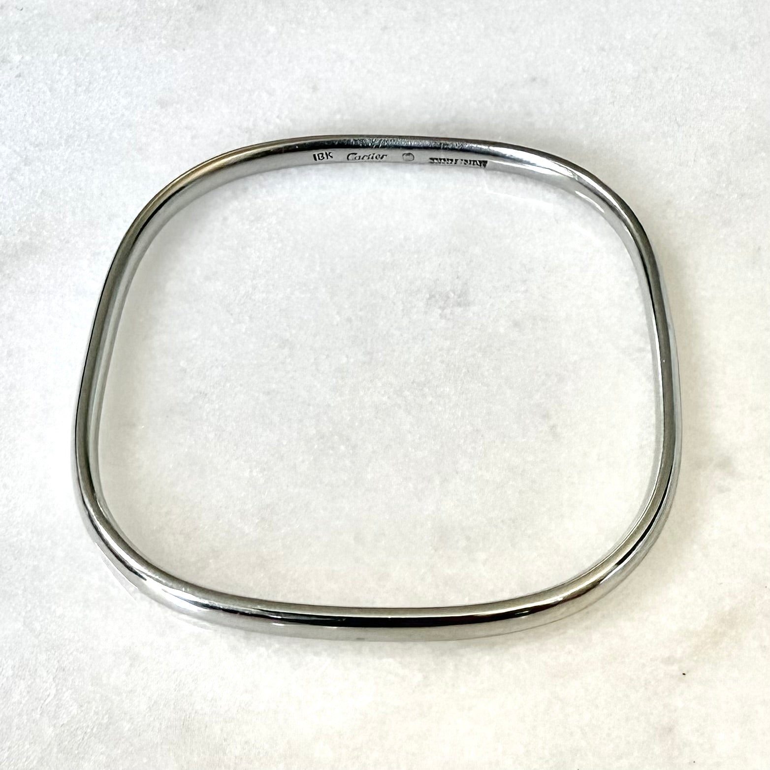 Rare Vintage Cartier Dinh Van 18K White Gold Bangle Bracelet - WeilJewelry