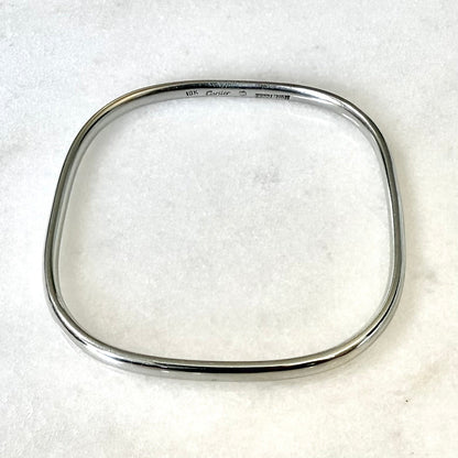Rare Vintage Cartier Dinh Van 18K White Gold Bangle Bracelet - WeilJewelry