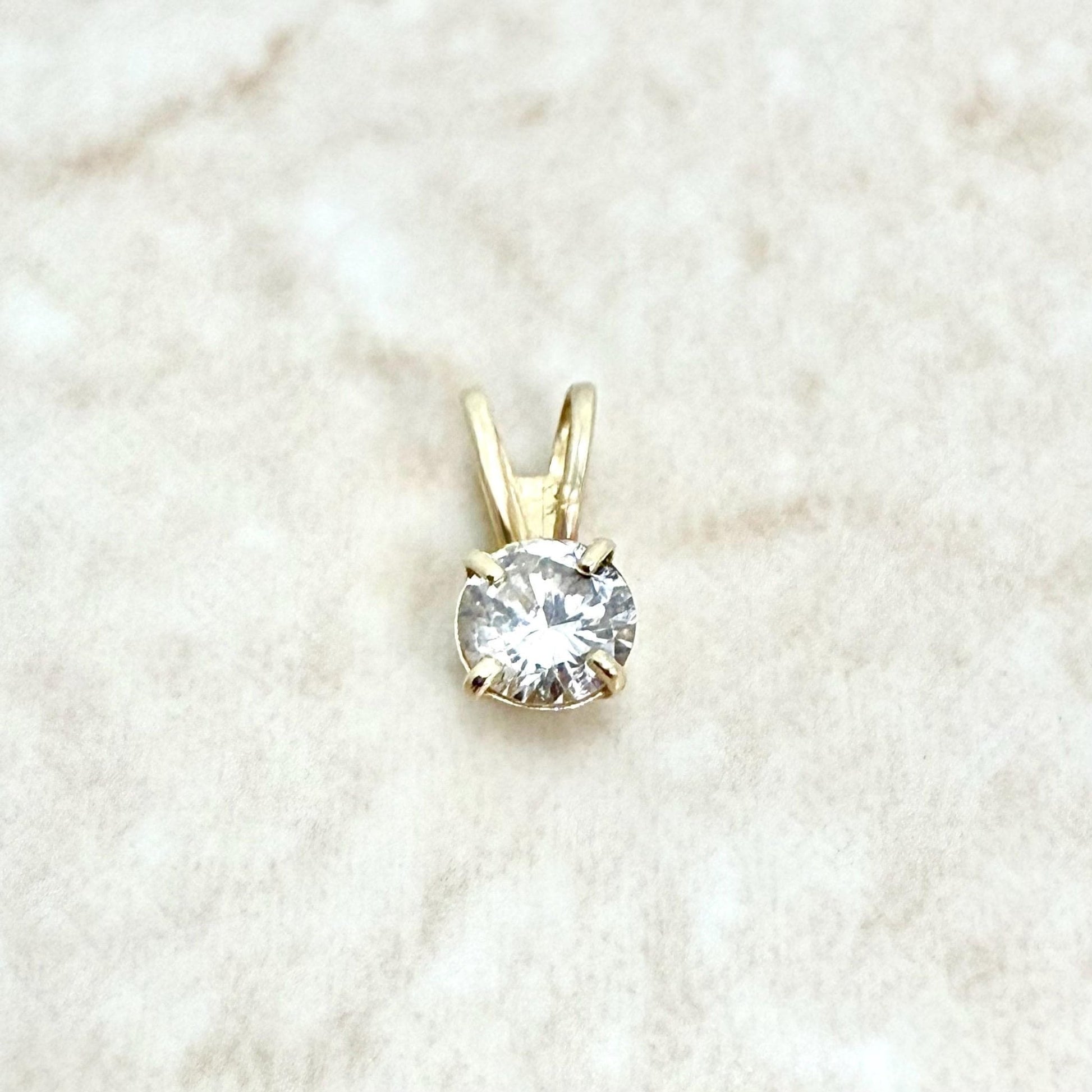 Small 14K Yellow Gold 0.22 Carat Natural Diamond Solitaire Pendant - WeilJewelry