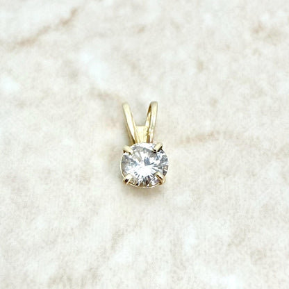Small 14K Yellow Gold 0.22 Carat Natural Diamond Solitaire Pendant - WeilJewelry