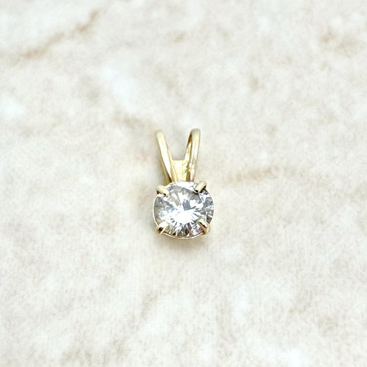 Small 14K Yellow Gold 0.22 Carat Natural Diamond Solitaire Pendant - WeilJewelry