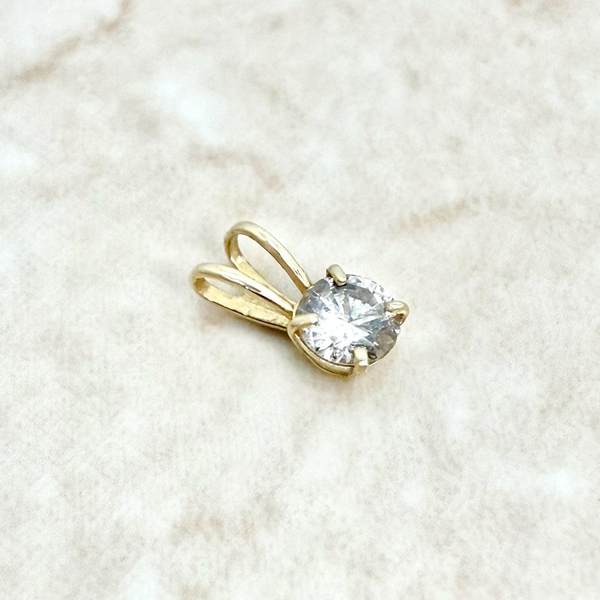 Small 14K Yellow Gold 0.22 Carat Natural Diamond Solitaire Pendant - WeilJewelry