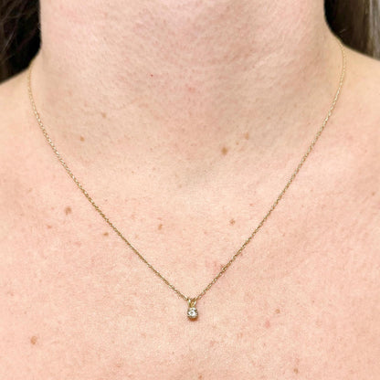 Small 14K Yellow Gold 0.22 Carat Natural Diamond Solitaire Pendant - WeilJewelry