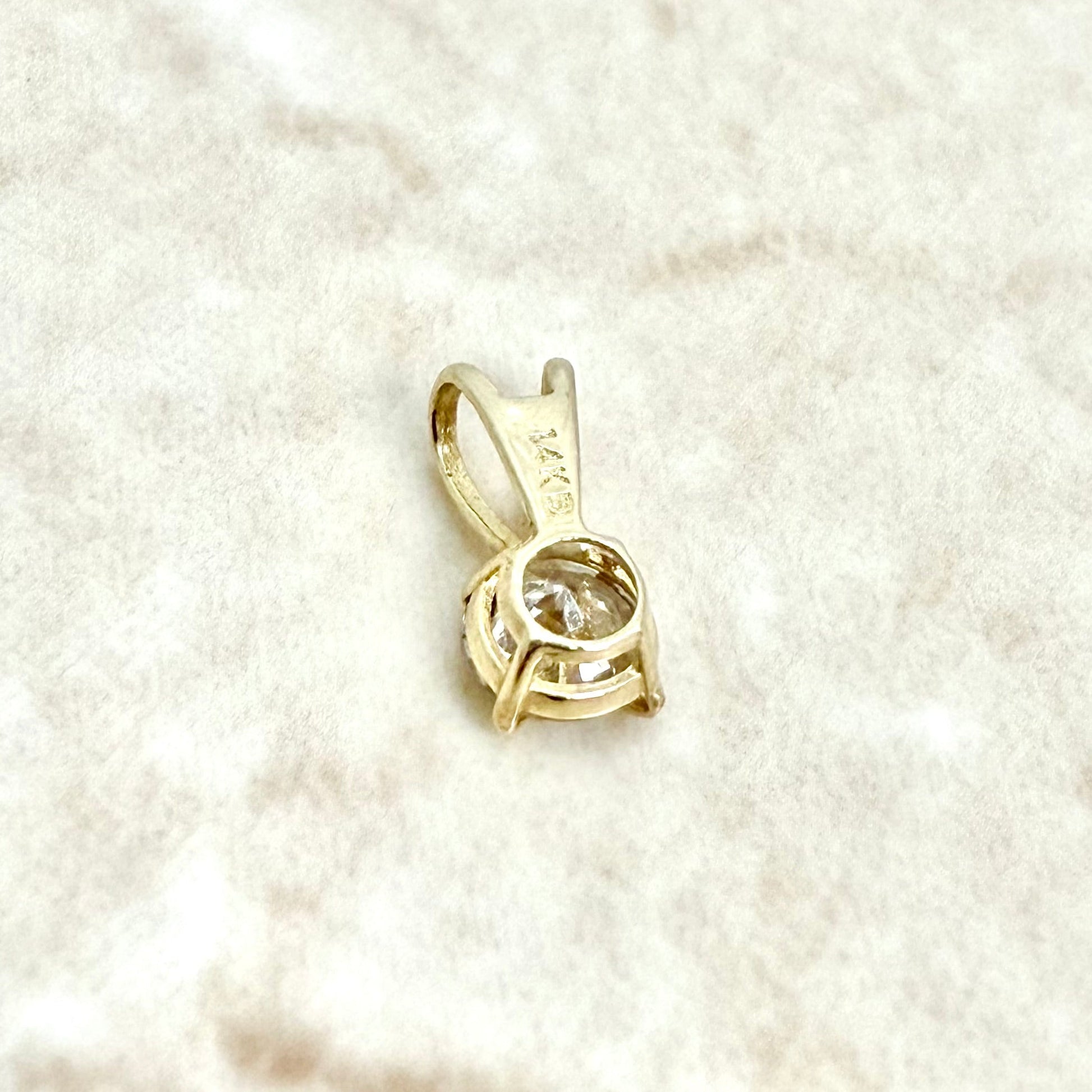 Small 14K Yellow Gold 0.22 Carat Natural Diamond Solitaire Pendant - WeilJewelry