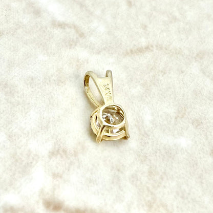 Small 14K Yellow Gold 0.22 Carat Natural Diamond Solitaire Pendant - WeilJewelry