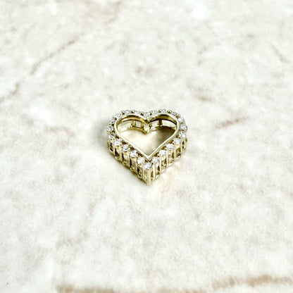 Small Solid 10K Yellow Gold Diamond Open Heart Pendant - WeilJewelry