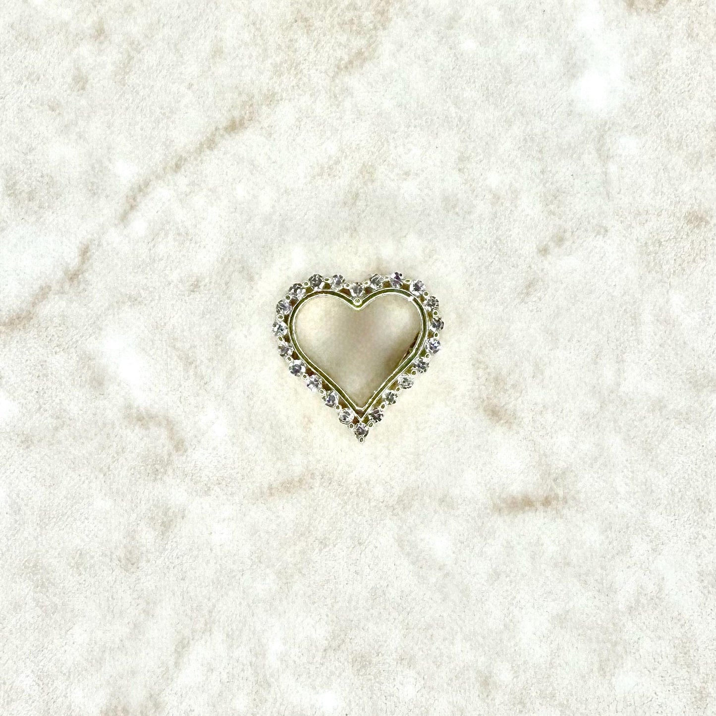 Small Solid 10K Yellow Gold Diamond Open Heart Pendant - WeilJewelry