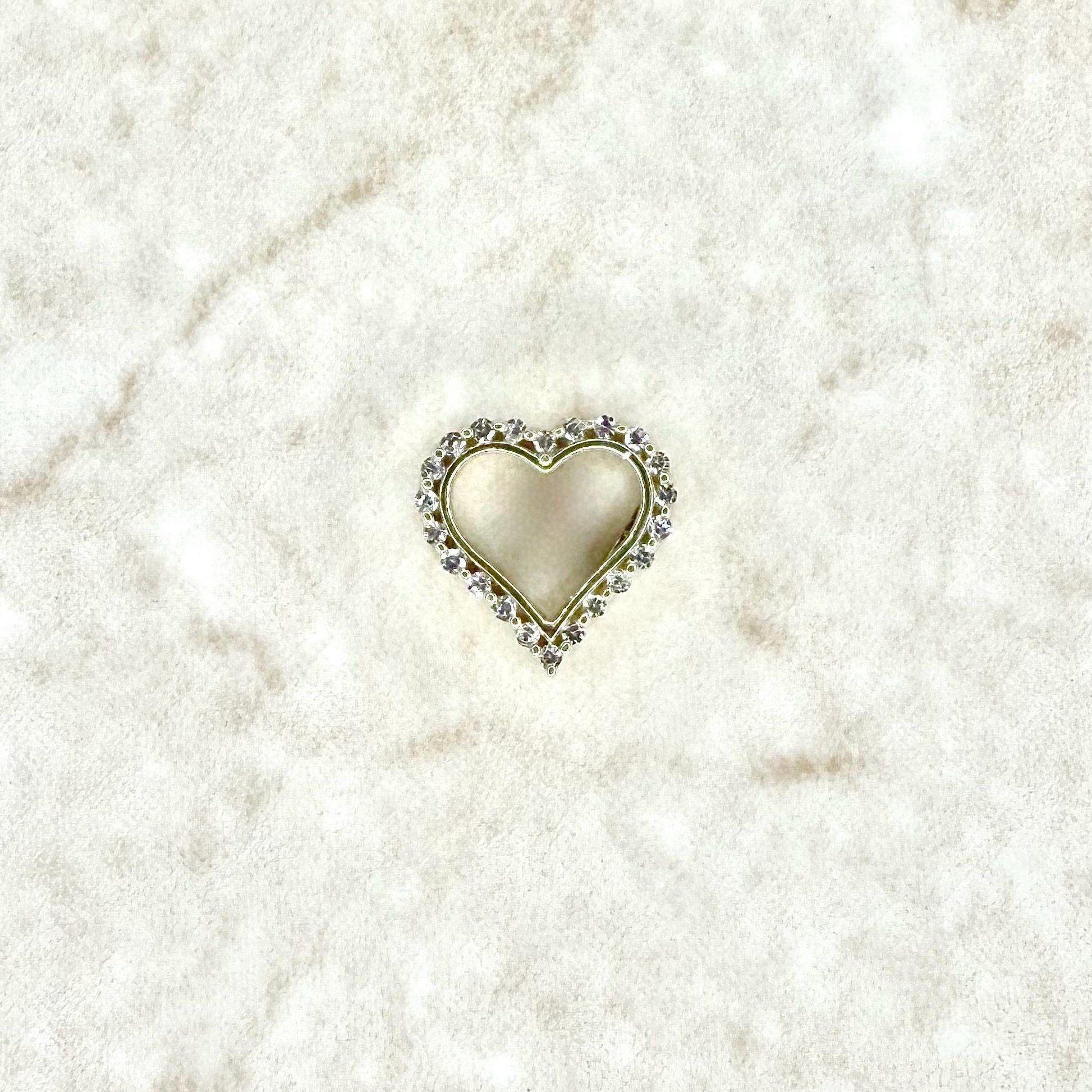 Small Solid 10K Yellow Gold Diamond Open Heart Pendant - WeilJewelry