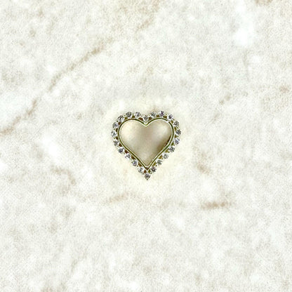 Small Solid 10K Yellow Gold Diamond Open Heart Pendant - WeilJewelry
