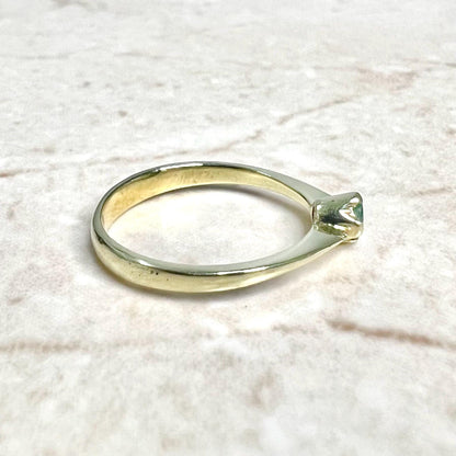 Small Vintage 18 Karat Yellow Gold Natural Emerald Solitaire Ring - WeilJewelry