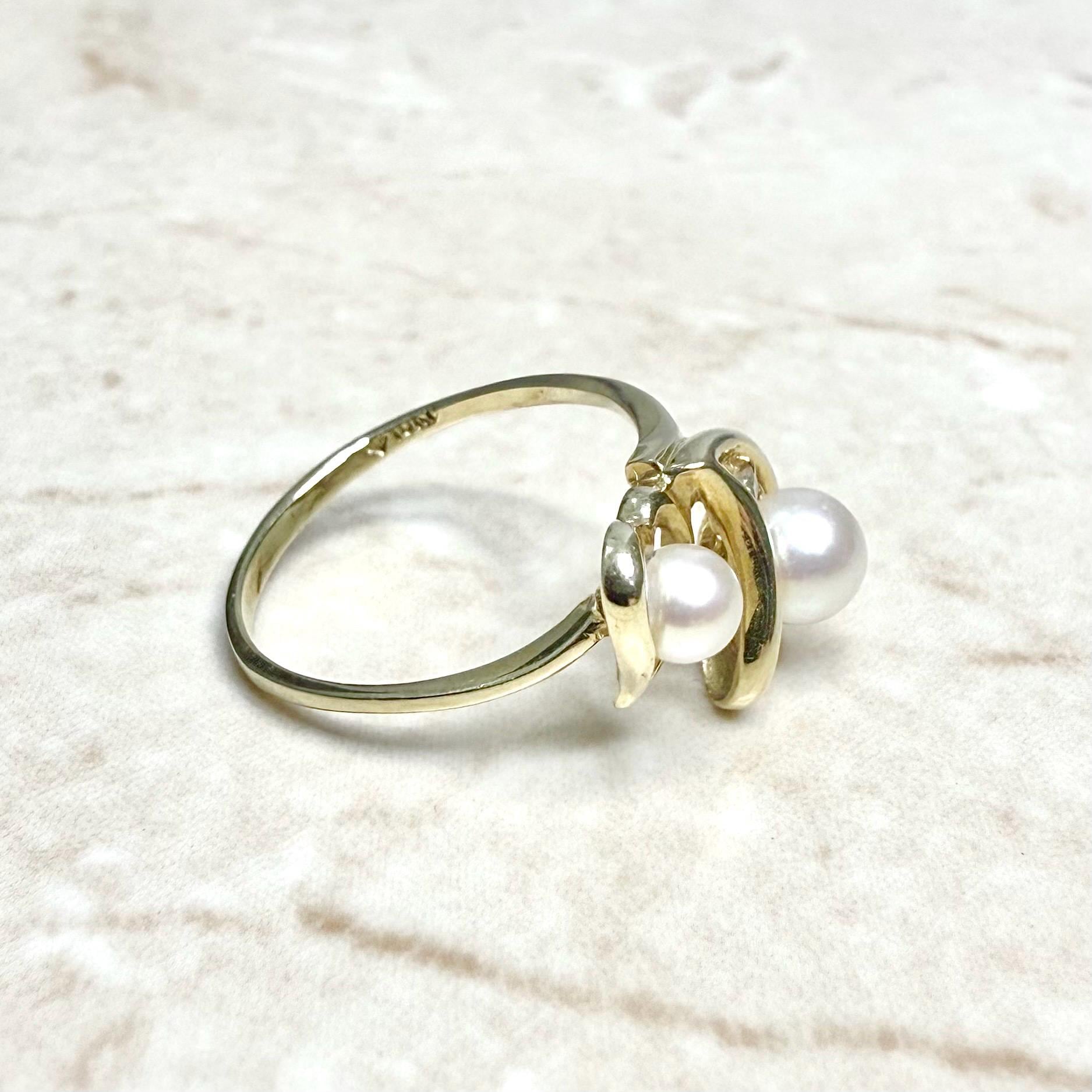 Solid 10 Karat Yellow Gold White Pearl Heart Ring - WeilJewelry