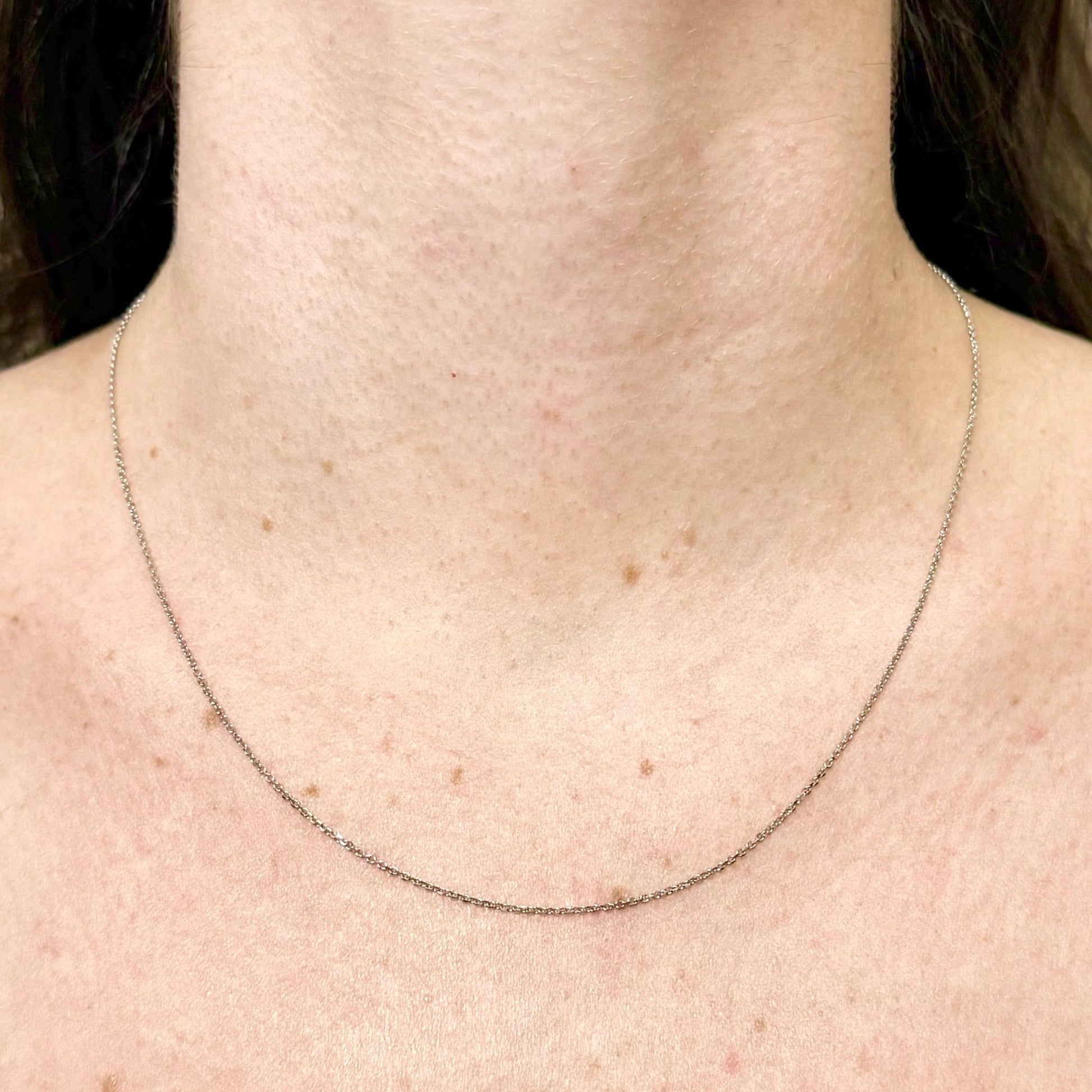 Solid 10K White Gold 18 - Inch Diamond Cut Cable Chain Necklace 1.10 MM - WeilJewelry