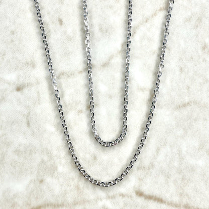 Solid 10K White Gold 18 - Inch Diamond Cut Cable Chain Necklace 1.10 MM - WeilJewelry