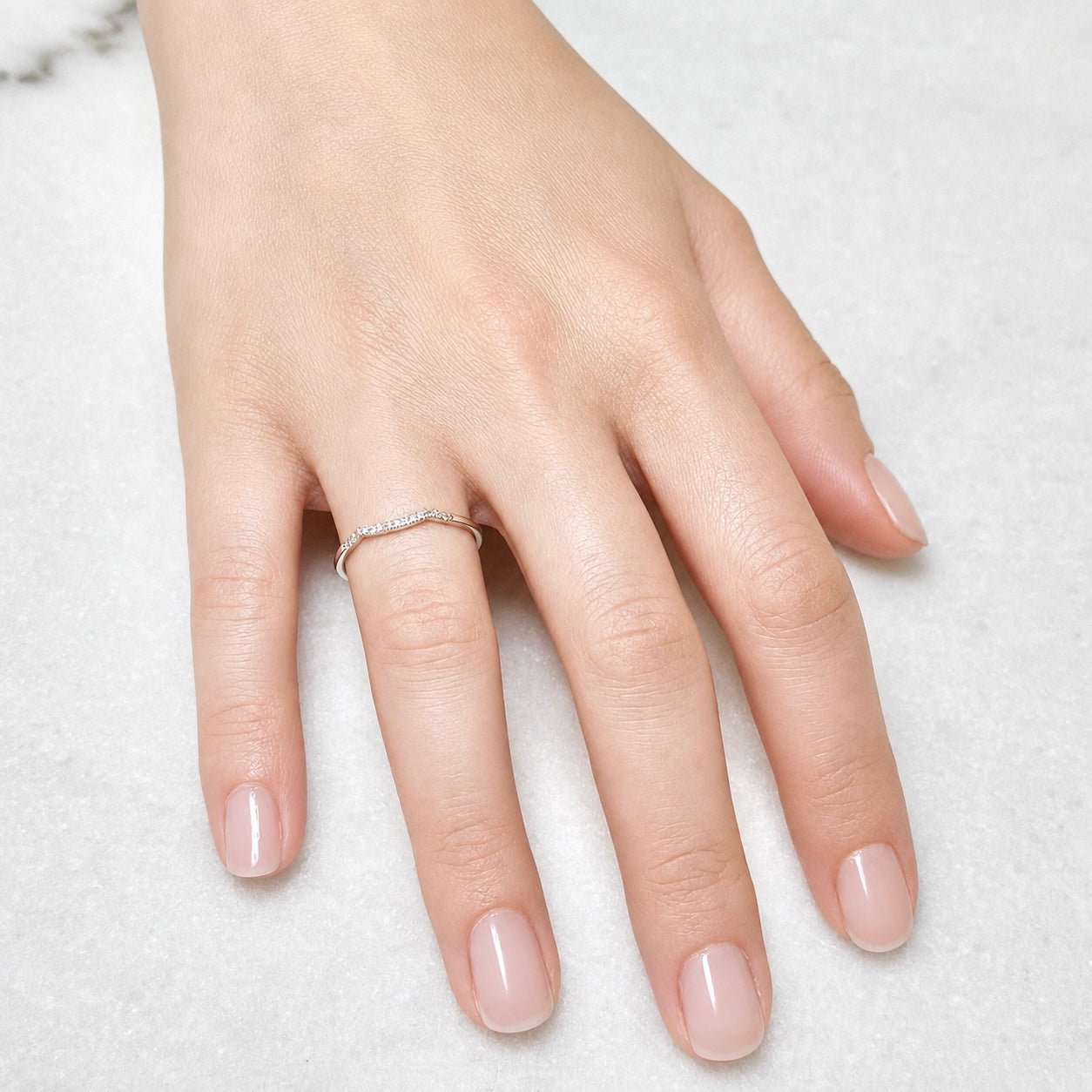 Solid 10K White Gold Natural Diamond Band Ring - WeilJewelry