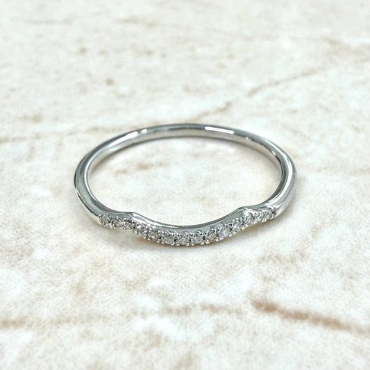 Solid 10K White Gold Natural Diamond Band Ring - WeilJewelry