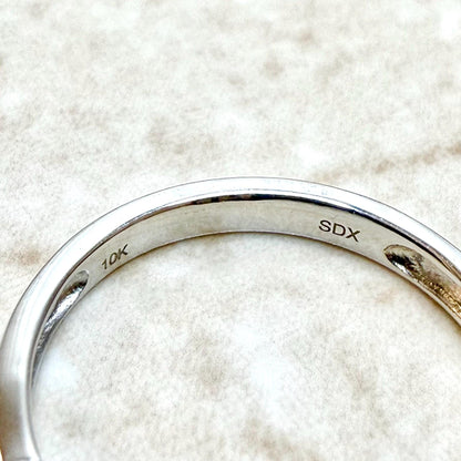 Solid 10K White Gold Natural Diamond & Ruby Band Ring - WeilJewelry