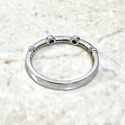 Solid 10K White Gold Natural Diamond & Ruby Band Ring - WeilJewelry