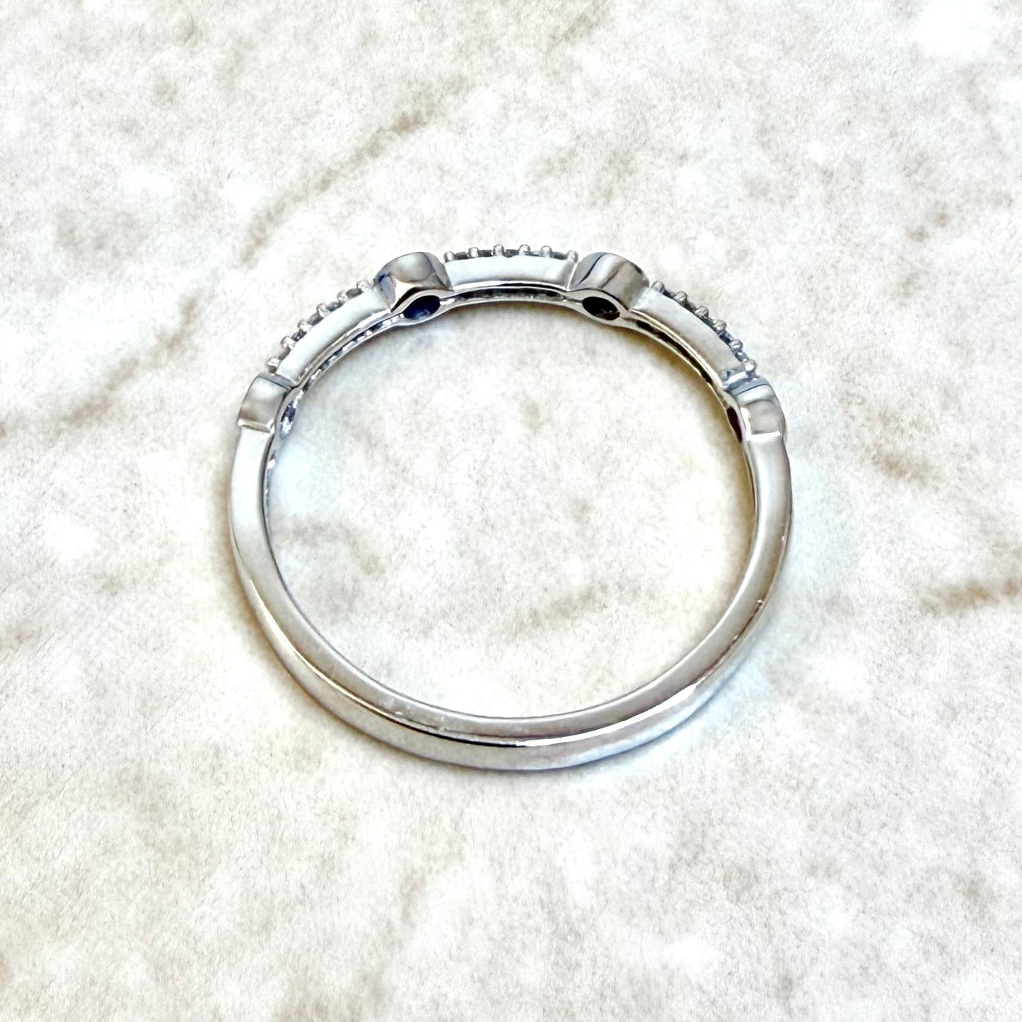 Solid 10K White Gold Natural Diamond & Ruby Band Ring - WeilJewelry