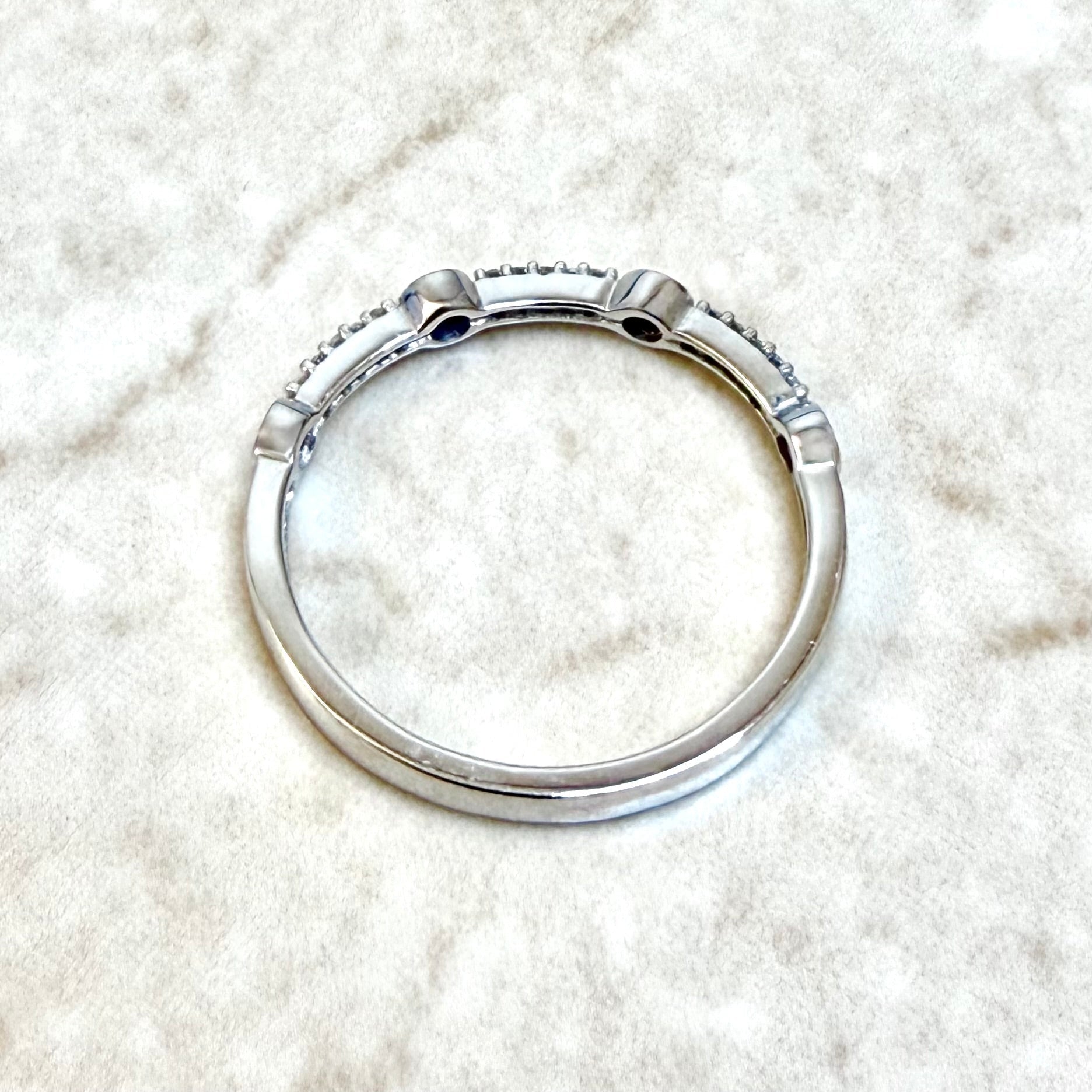 Solid 10K White Gold Natural Diamond & Ruby Band Ring - WeilJewelry