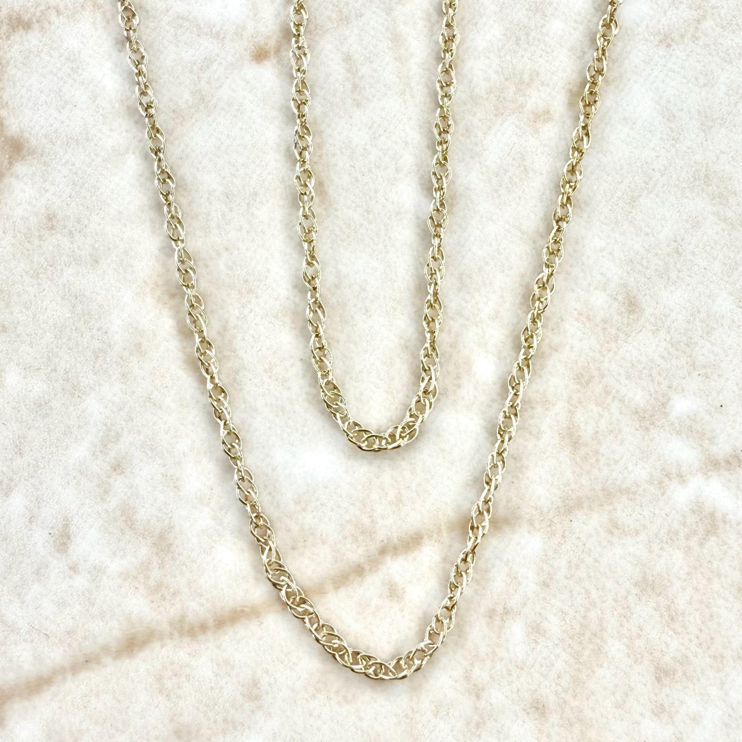 Solid 10K Yellow Gold 18 - Inch Rope Chain Necklace 1.05 MM - WeilJewelry