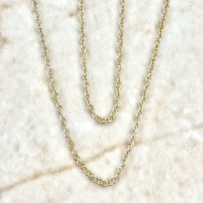 Solid 10K Yellow Gold 18 - Inch Rope Chain Necklace 1.05 MM - WeilJewelry