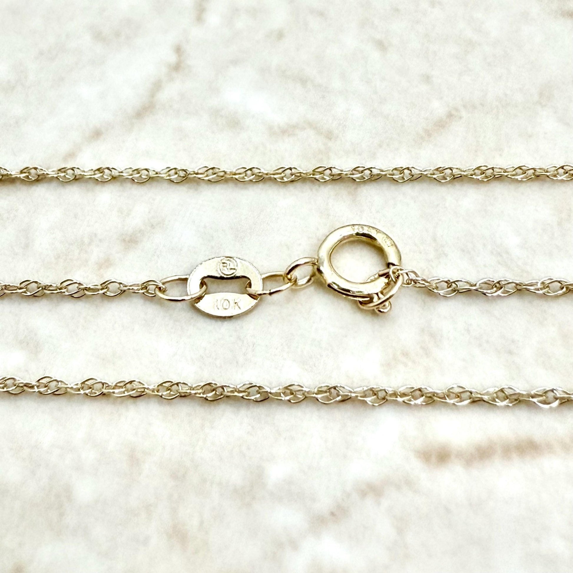 Solid 10K Yellow Gold 18 - Inch Rope Chain Necklace 1.05 MM - WeilJewelry