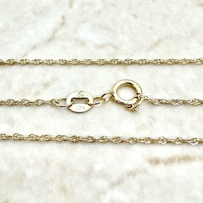 Solid 10K Yellow Gold 18 - Inch Rope Chain Necklace 1.05 MM - WeilJewelry