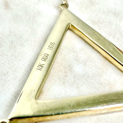 Solid 10K Yellow Gold Diamond Triangle Pendant Necklace - WeilJewelry