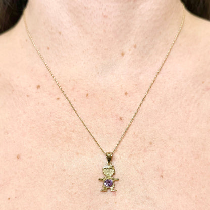 Solid 10K Yellow Gold February Birthstone Baby Boy Charm Pendant - WeilJewelry