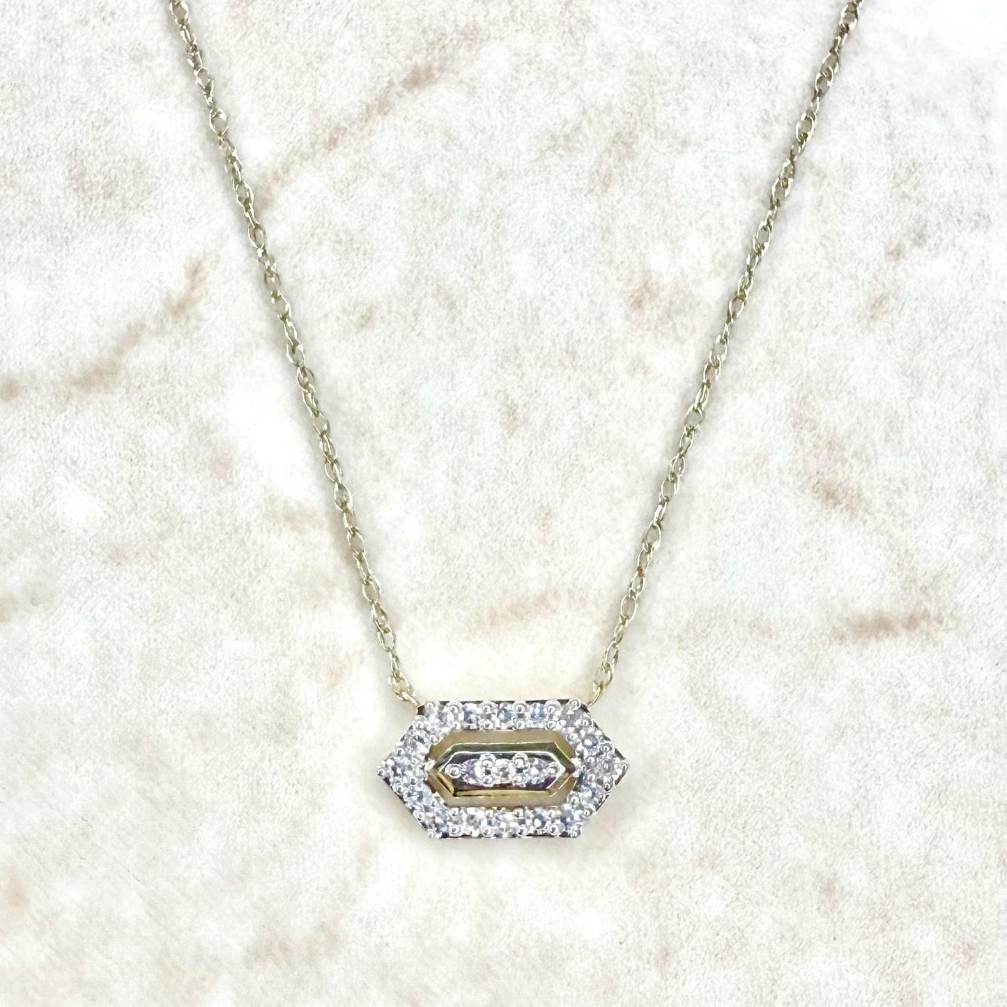 Solid 10K Yellow Gold Lab Grown Diamond Hexagon Pendant Necklace - WeilJewelry