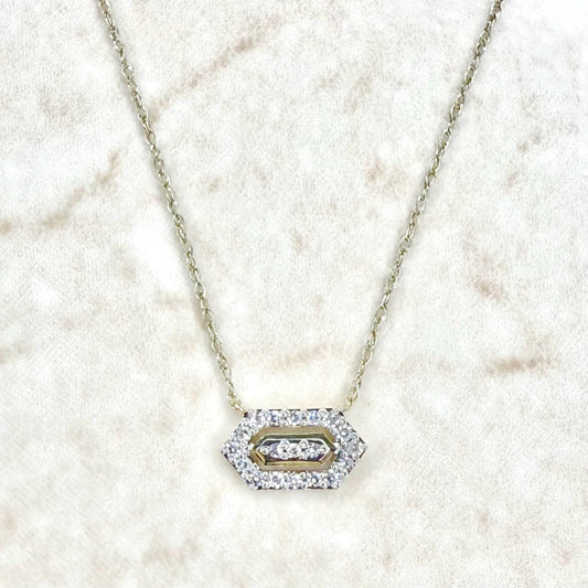 Solid 10K Yellow Gold Lab Grown Diamond Hexagon Pendant Necklace - WeilJewelry