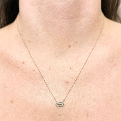 Solid 10K Yellow Gold Lab Grown Diamond Hexagon Pendant Necklace - WeilJewelry