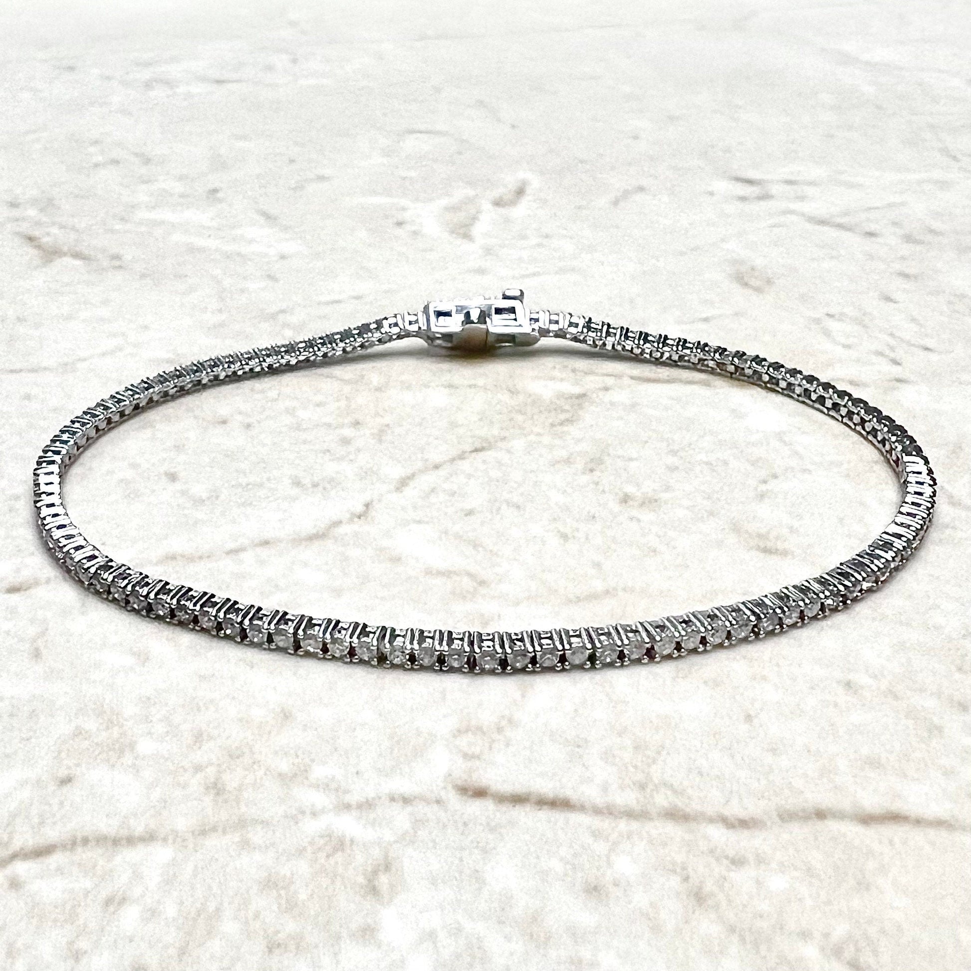 Solid 14 Karat White Gold 1.10 Carat Natural Diamond Tennis Bracelet - WeilJewelry