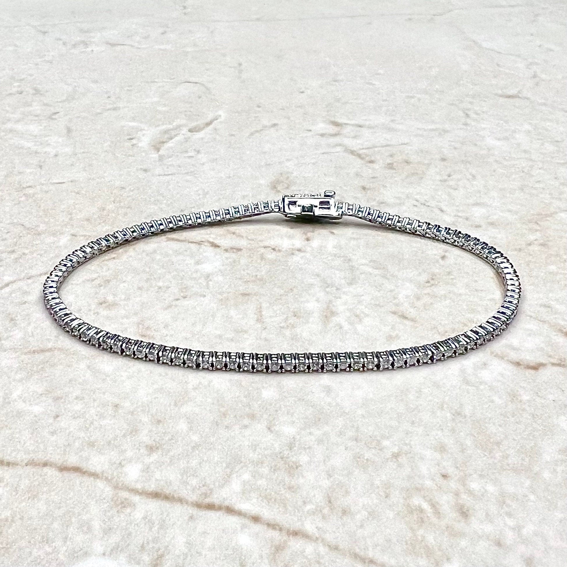 Solid 14 Karat White Gold 1.10 Carat Natural Diamond Tennis Bracelet - WeilJewelry