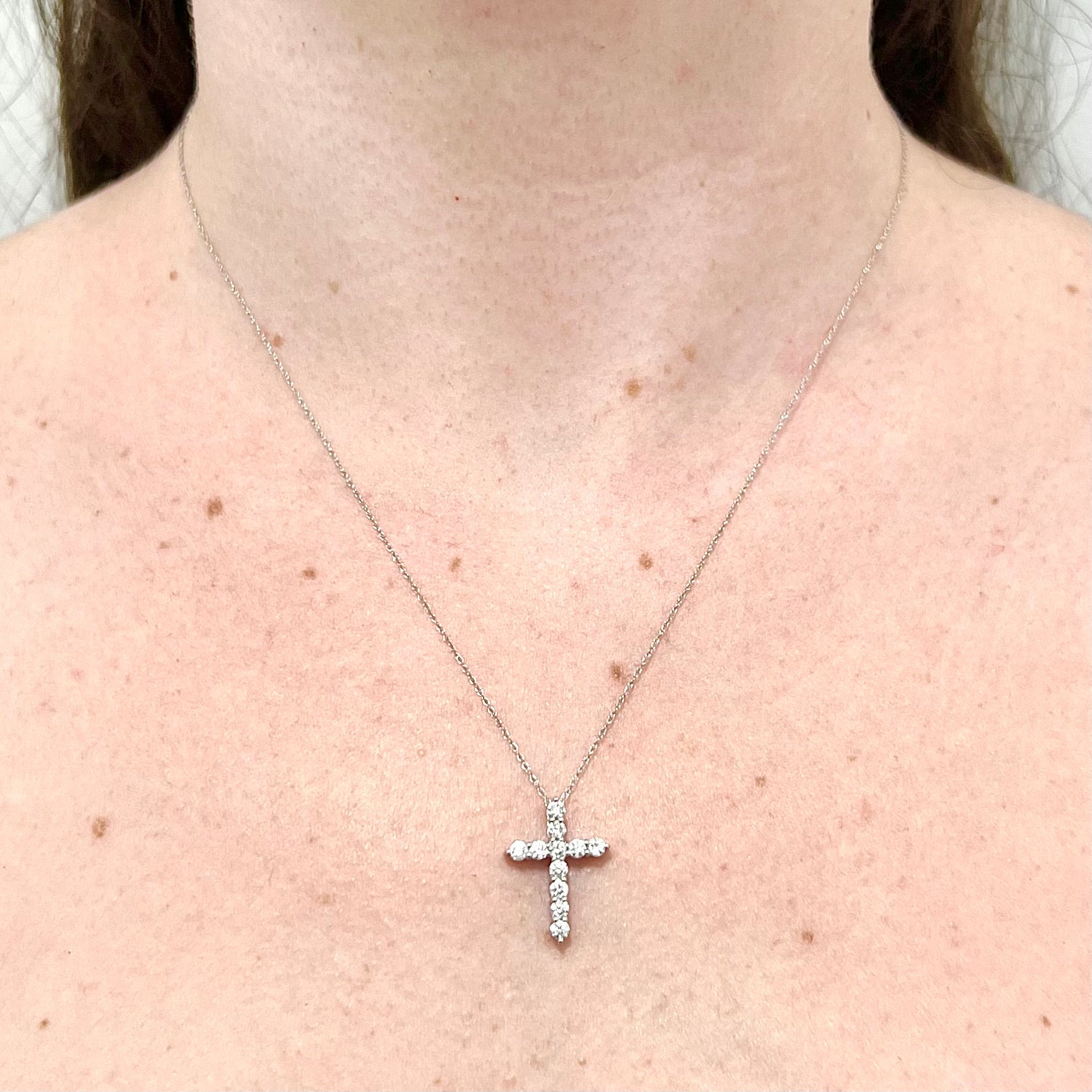 Solid 14 Karat White Gold 0.60 Carat Natural Diamond Cross Pendant - WeilJewelry