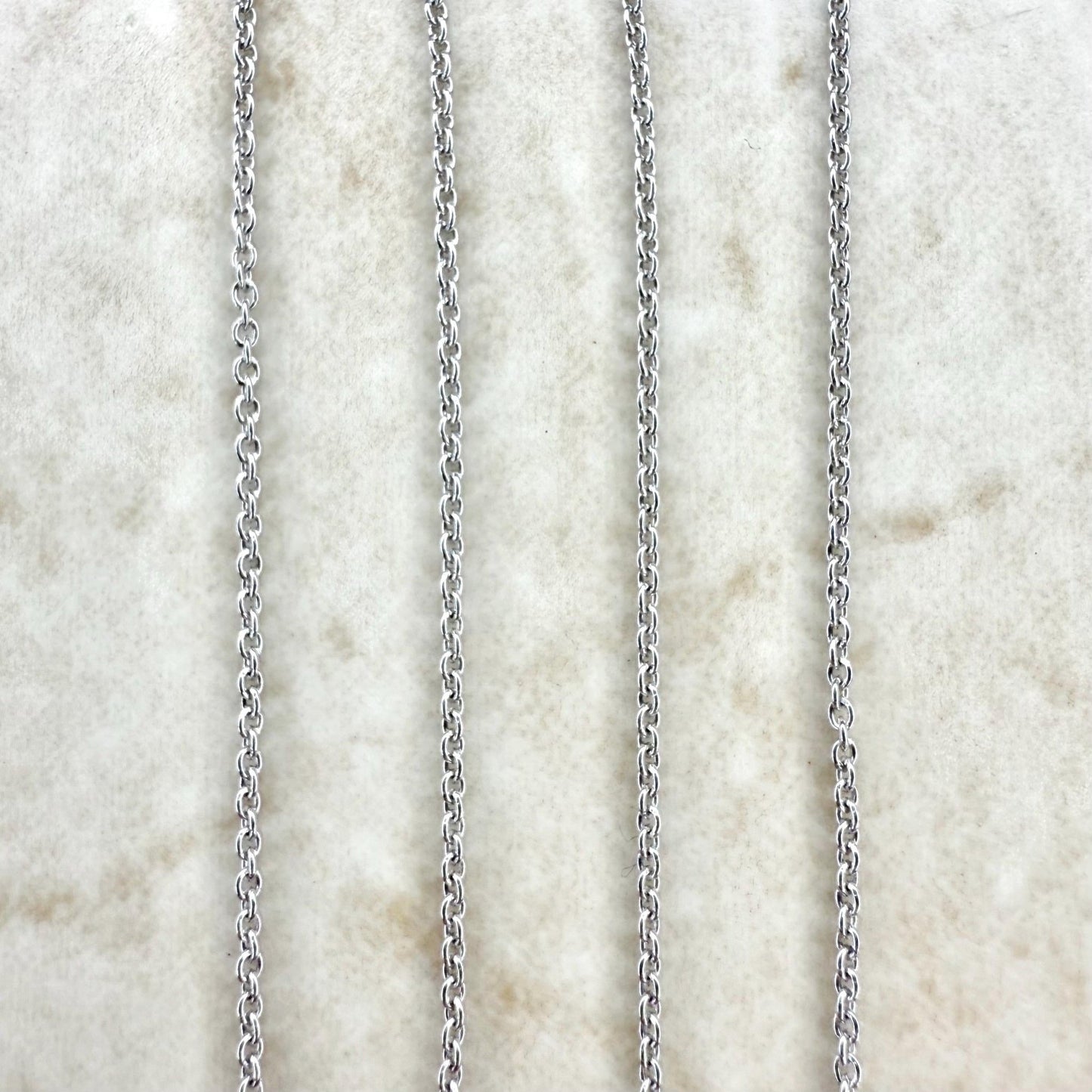 Solid 14 Karat White Gold 18 - Inch Rolo Cable Chain Necklace - WeilJewelry