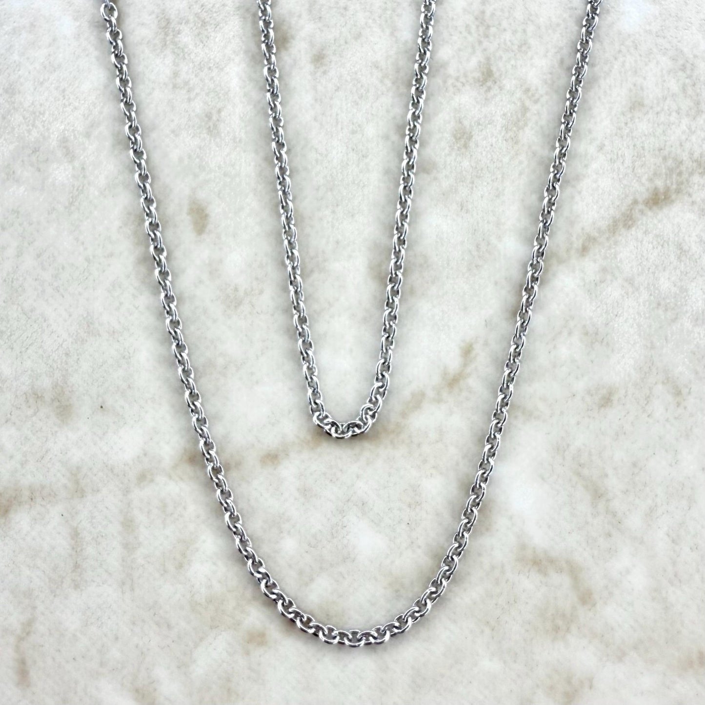 Solid 14 Karat White Gold 18 - Inch Rolo Cable Chain Necklace - WeilJewelry