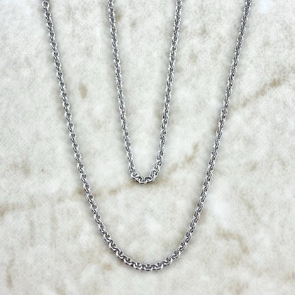 Solid 14 Karat White Gold 18 - Inch Rolo Cable Chain Necklace - WeilJewelry