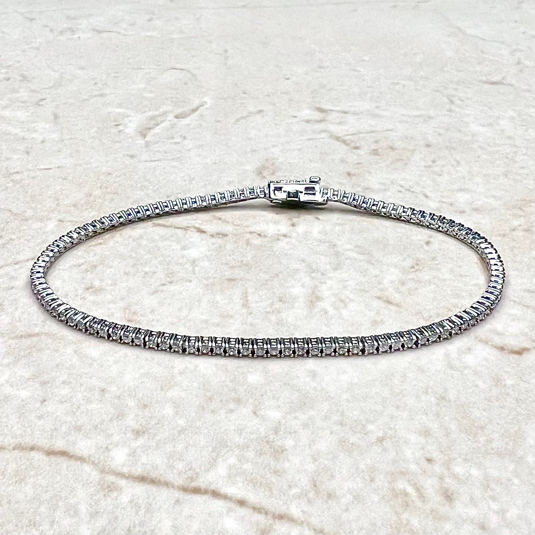 Solid 14 Karat White Gold 2 Carats Natural Diamond Tennis Bracelet - WeilJewelry