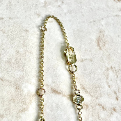 Solid 14 Karat Yellow Gold 0.50 Carat Bezel Diamond Station By The Yard Necklace - WeilJewelry