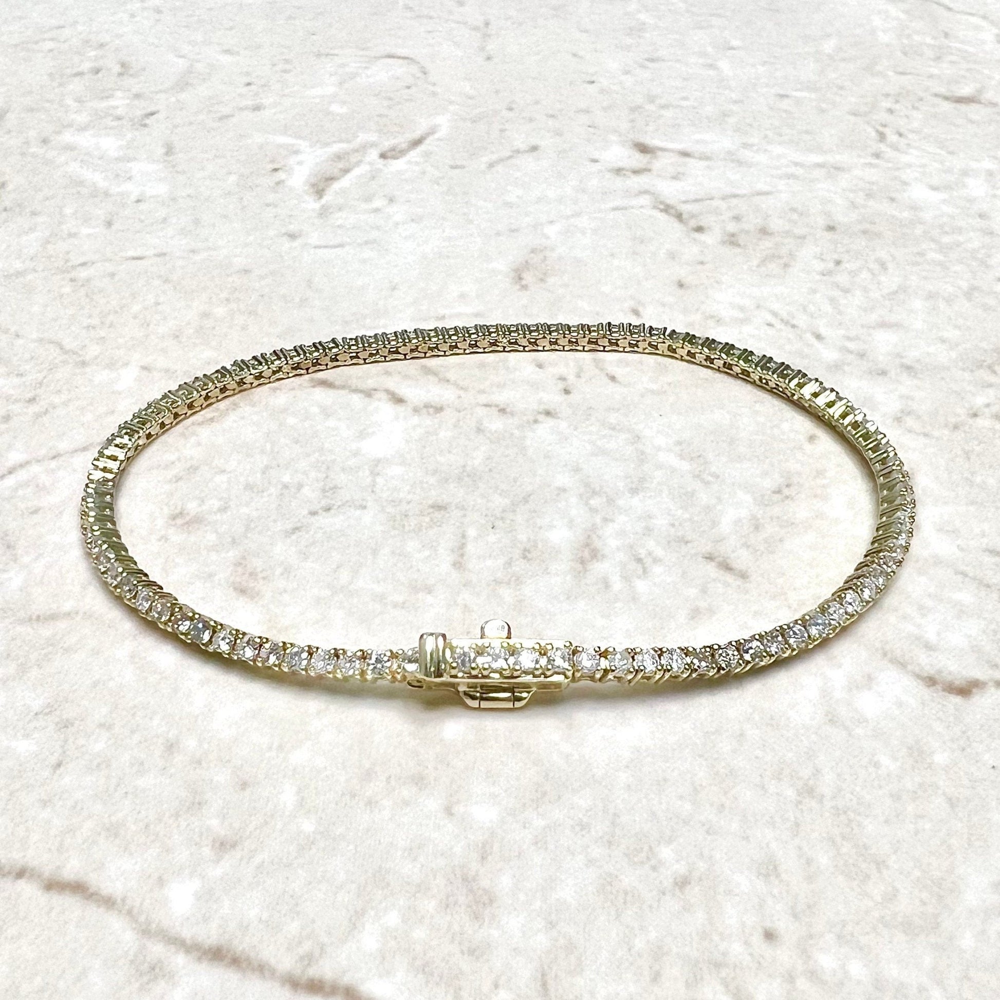 Solid 14 Karat Yellow Gold 1.10 Carat Natural Diamond Tennis Bracelet - WeilJewelry