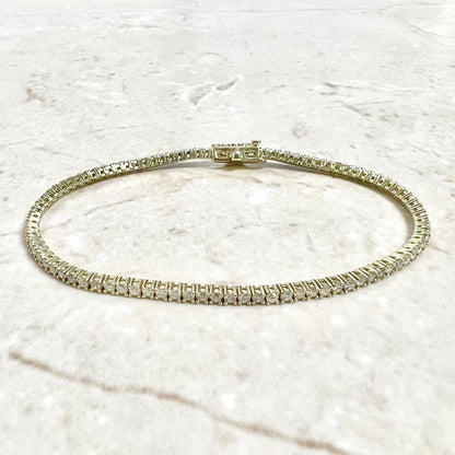 Solid 14 Karat Yellow Gold 1.10 Carat Natural Diamond Tennis Bracelet - WeilJewelry