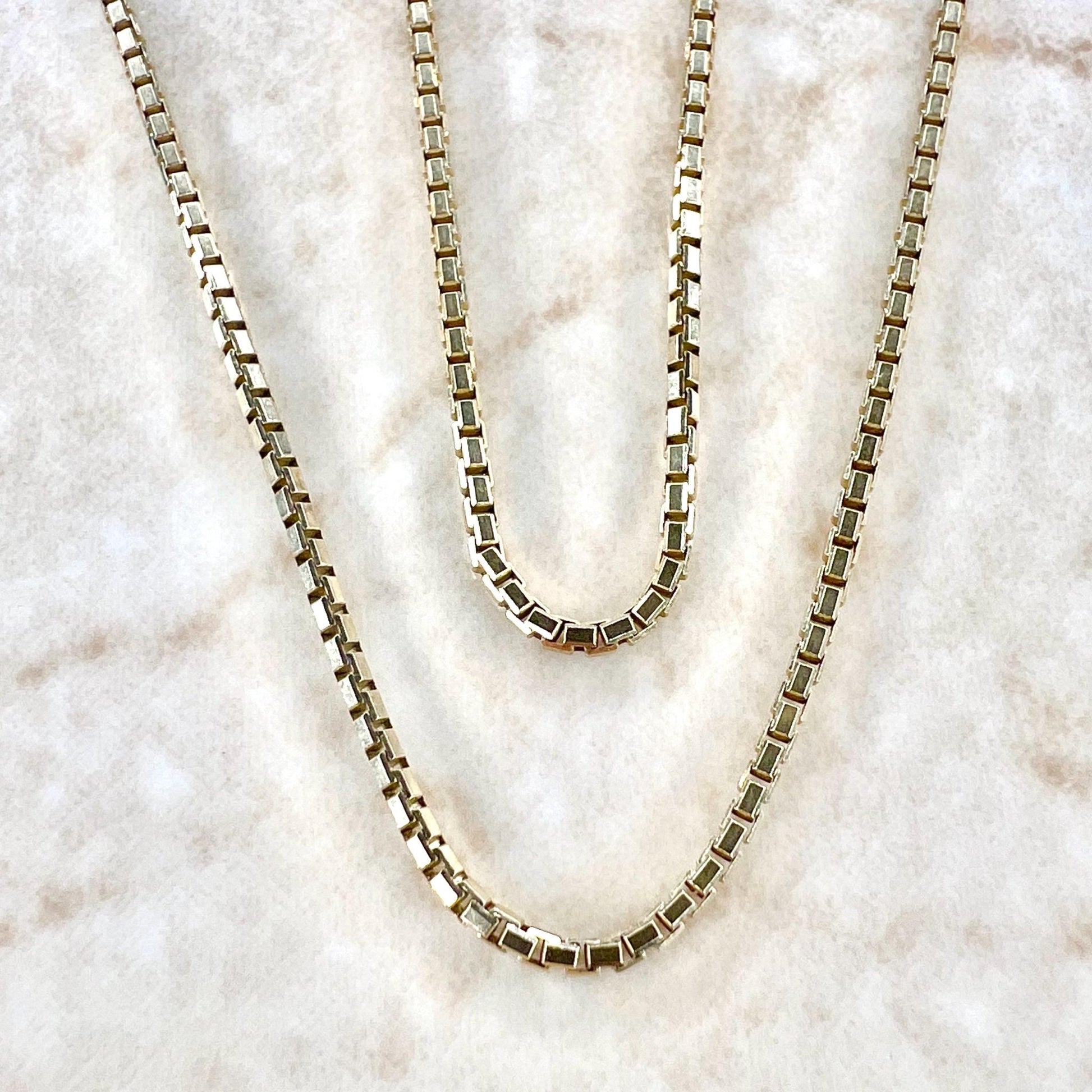 Solid 14 Karat Yellow Gold 18.25 - Inch Box Chain Necklace - WeilJewelry