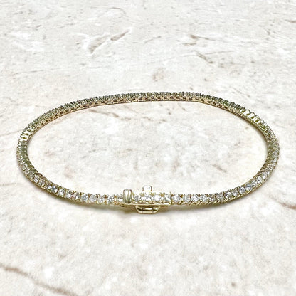 Solid 14 Karat Yellow Gold 2 Carats Natural Diamond Tennis Bracelet - WeilJewelry