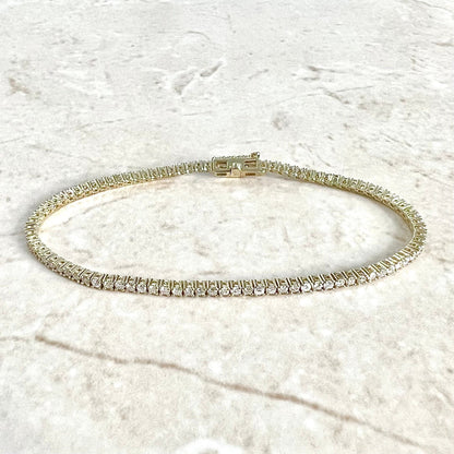 Solid 14 Karat Yellow Gold 2 Carats Natural Diamond Tennis Bracelet - WeilJewelry