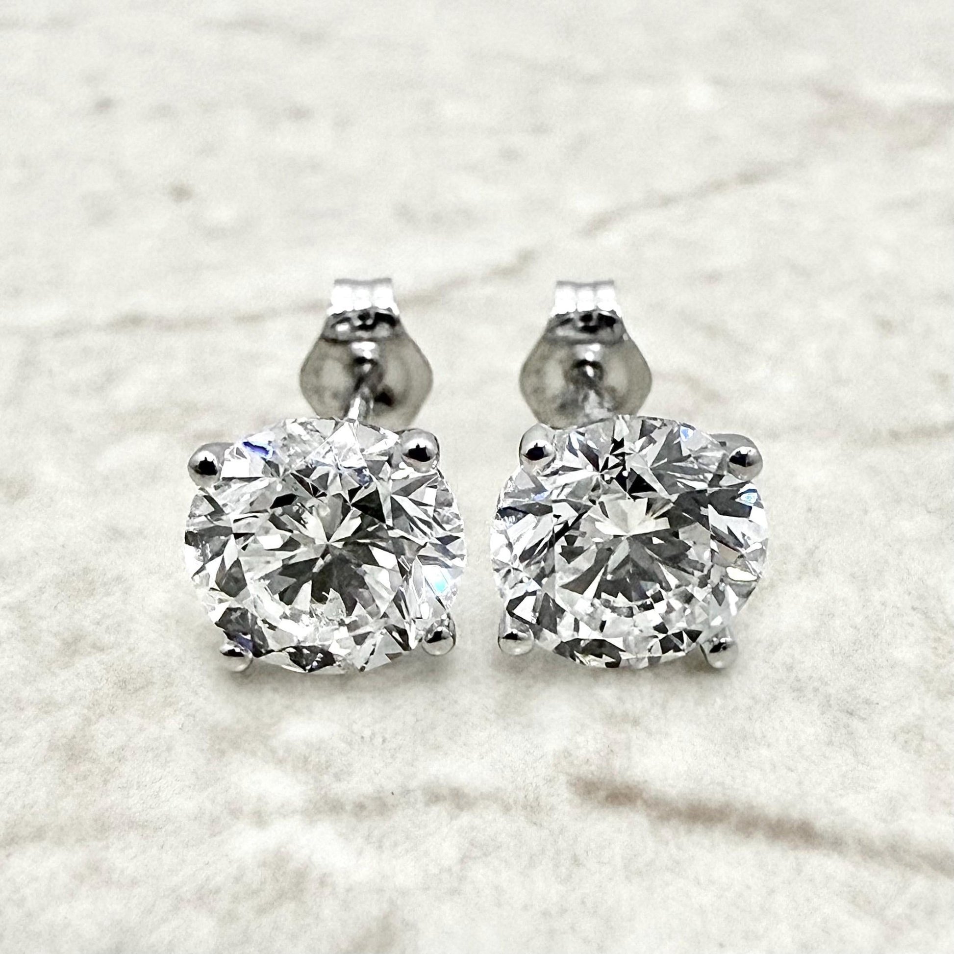 Solid 14K Gold 3 Carat Lab Grown Diamond Stud Earrings - WeilJewelry