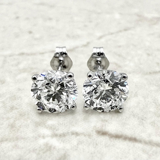 Solid 14K Gold 3 Carat Lab Grown Diamond Stud Earrings - WeilJewelry